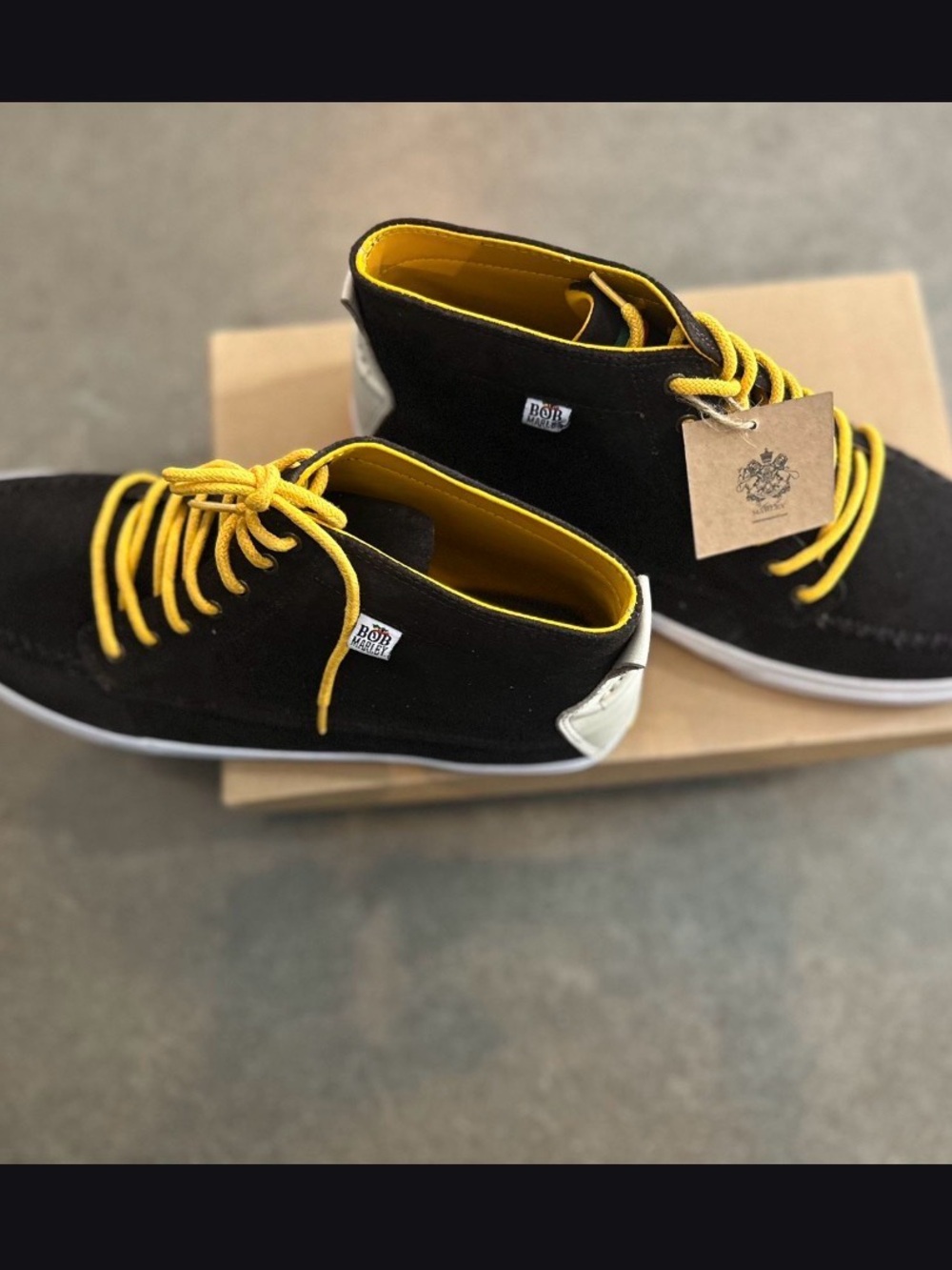 Oh Black Suede Chukka Boots with Yellow Laces